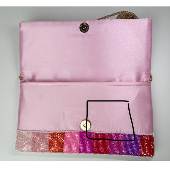 Rose All Day Beaded Clutch / Crossbody Purse shades of Pink new night out bag - Picture 3 of 11